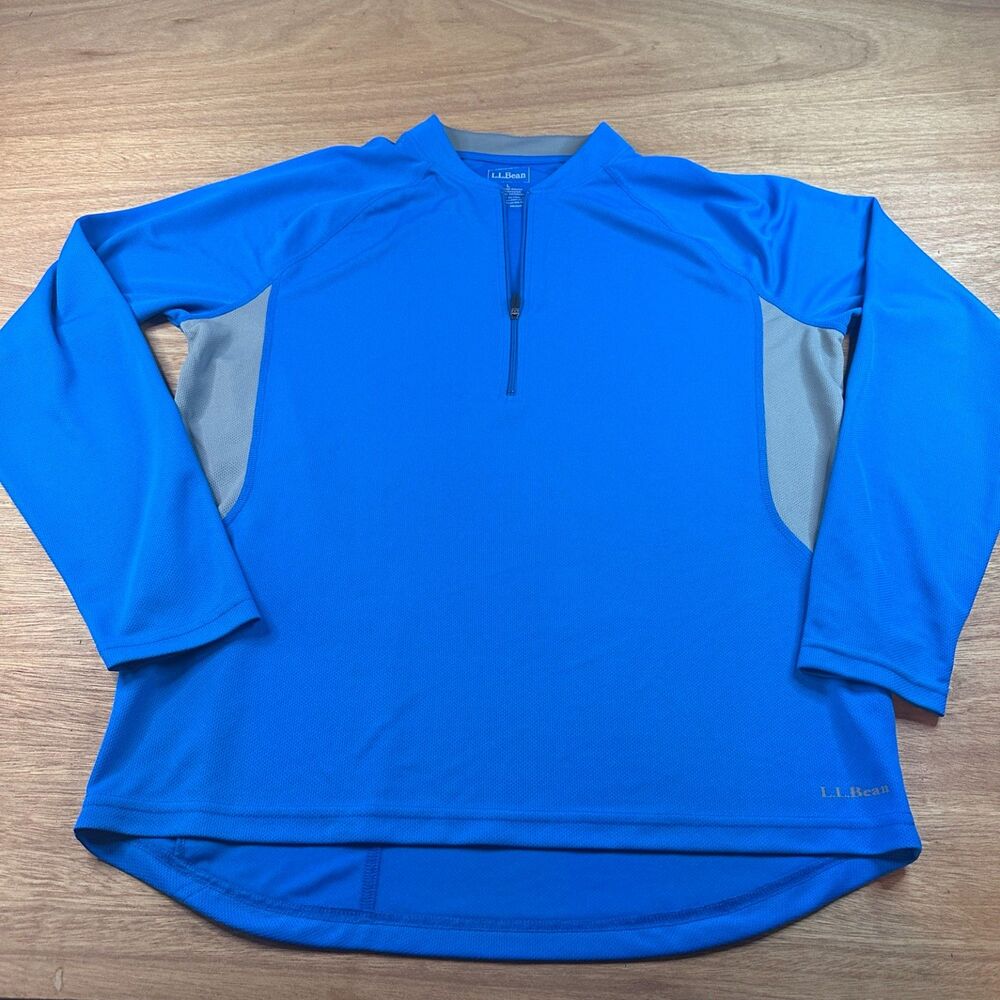 L.L. Bean Men’s Large Blue 1/4 Zip Cycling Jersey Long Sleeve Performance
